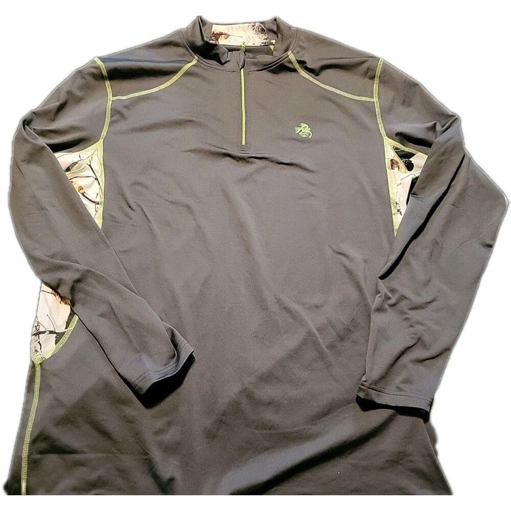 Legendary Whitetails Men's 1/4 Zip Performance Shirt Sz LT Grey Camo